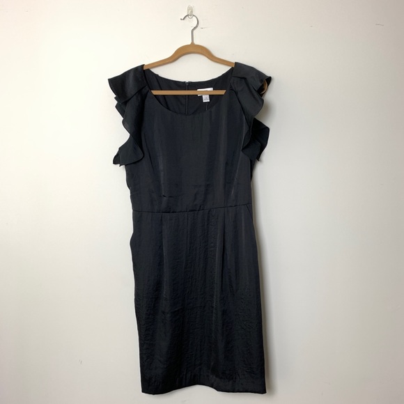 NWT Loft Black Flutter Sleeve Dress Sz 14 - Picture 2 of 4